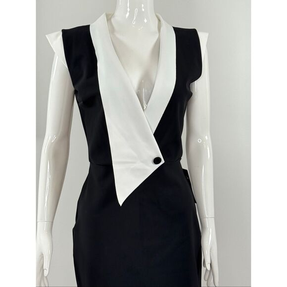 Chiara Boni La Petite Robe Womens Sorai Plunge Neck Cocktail Dress Black 8 - Picture 7 of 12